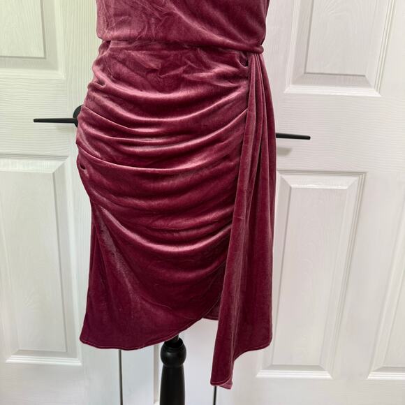 Lulus New Mauve Velvet Tulip Cowl Neck Mini Dress Women's Size Medium - Picture 5 of 16